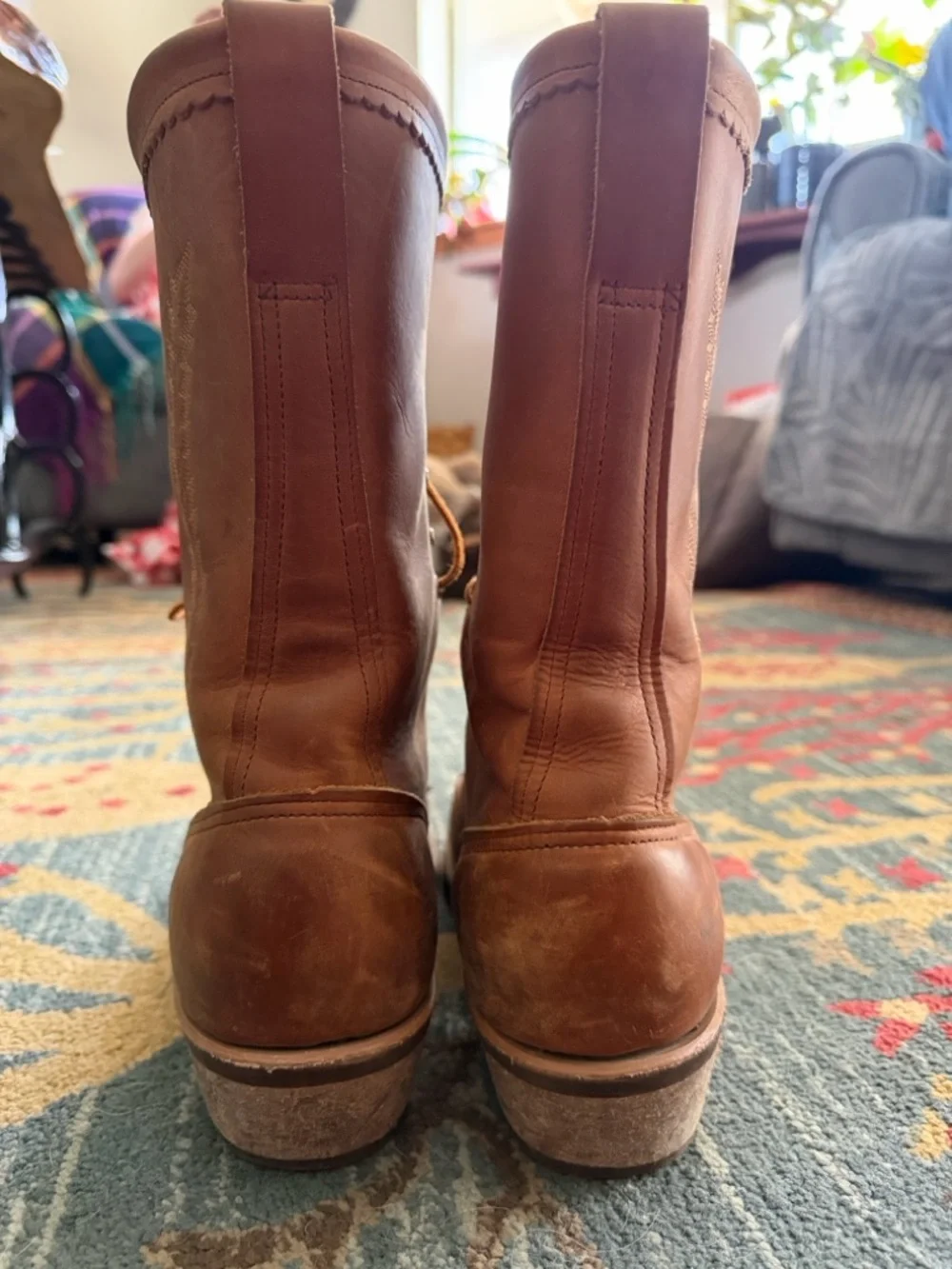 Abilene Boot Co. Brown Leather Lace-Up Work Boots - Picture 3 of 5
